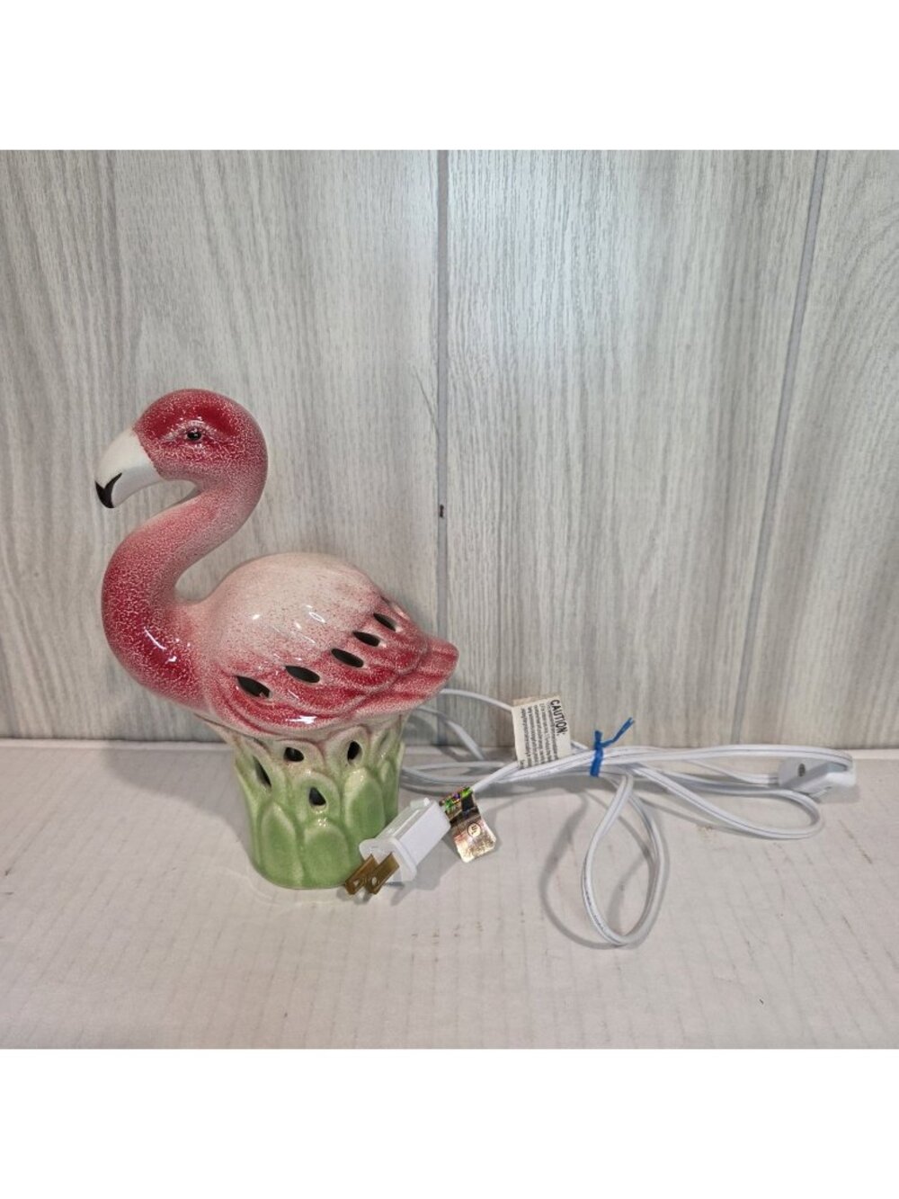 Pink Ceramic Flamingo Accent Lamp 8” Tropical Night Light Table Decor